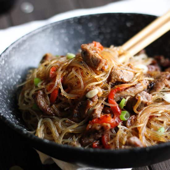 Clear Noodles Pork Stir Fry