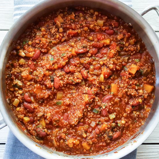 Butternut, Lentil and Qunioa Chili