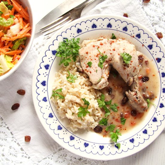 Poached Chicken with Raisins