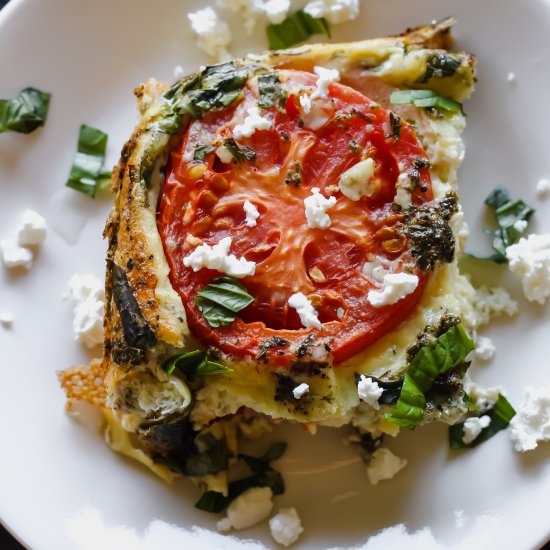 Egg Bake with Basil, Tomato & Feta