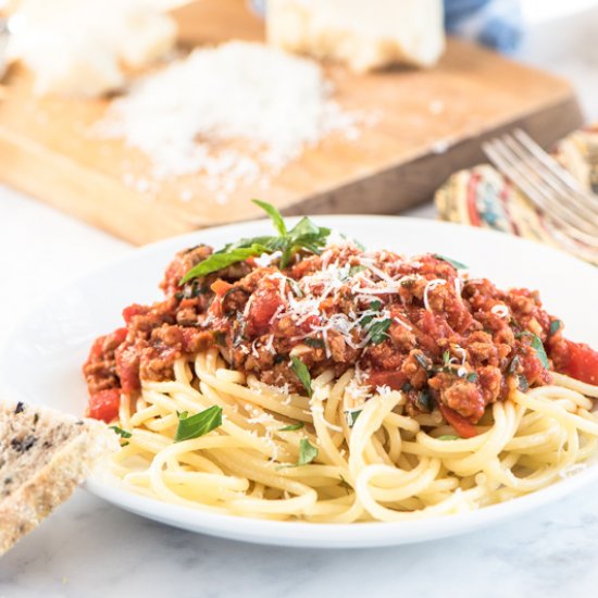 Spaghetti with Turkey Meat Sauce