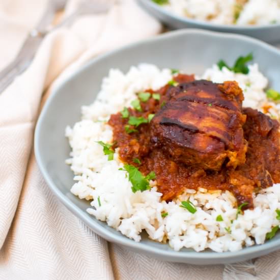 Bacon-Wrapped Apple BBQ Chicken