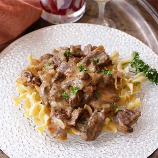 Classic Beef Stroganoff For One