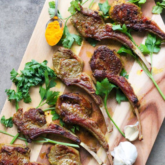 Turmeric Garlic Pan Fried Lamb Chops