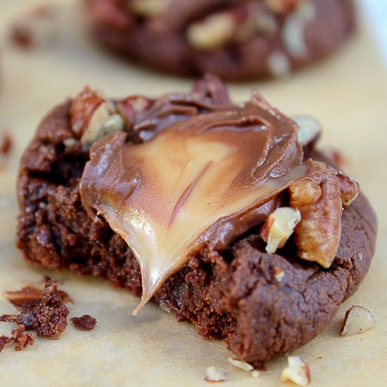 Chewy Chocolate Turtle Cookies