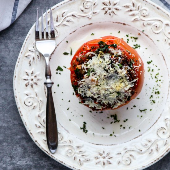 Kale Quinoa Stuffed Tomatoes