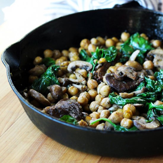 Chickpea, Mushroom & Spinach Hash