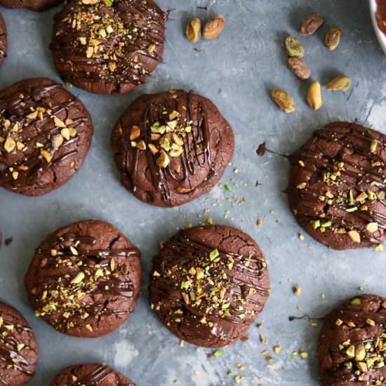 Triple Chocolate Pistachio Cookies