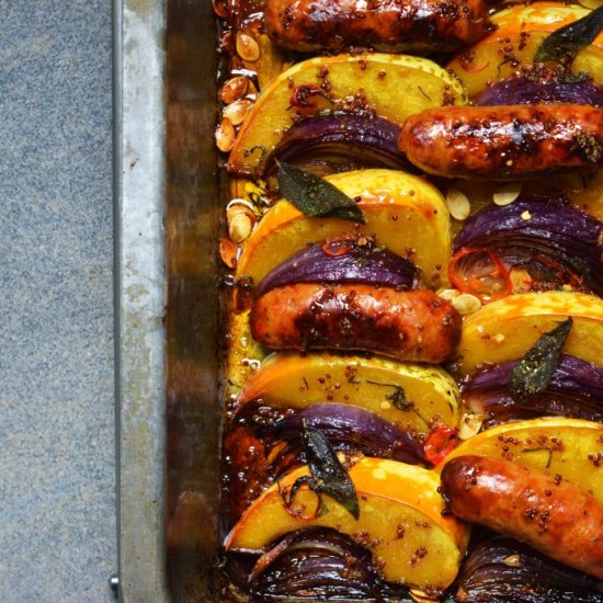 Sausage & squash with maple glaze