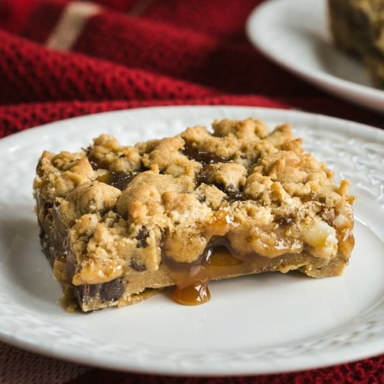 Triple Chocolate Caramel Cookie Bar