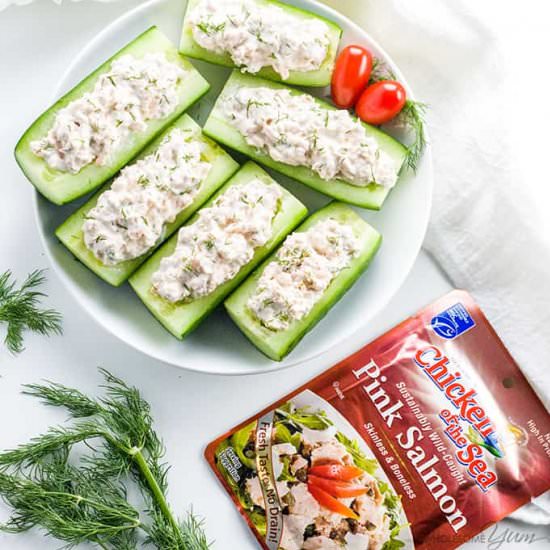 Salmon Stuffed Cucumbers