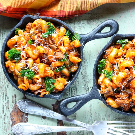 Kale & Sausage Pasta with Mushrooms