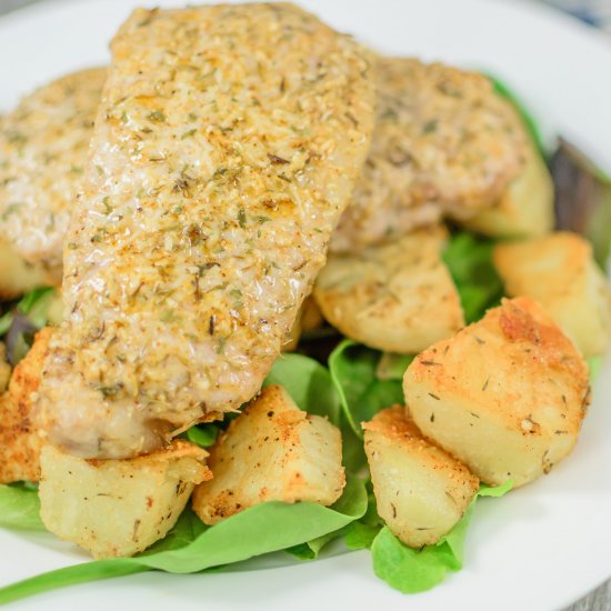 One Pan Gouda Crusted Pork