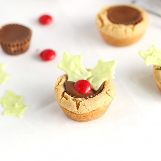 Christmas Holly Cookie Cups