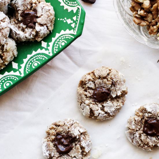 Chocolate Walnut Thumbprint Ghriba