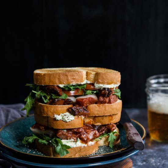 Brisket Burnt Ends Grilled Cheese