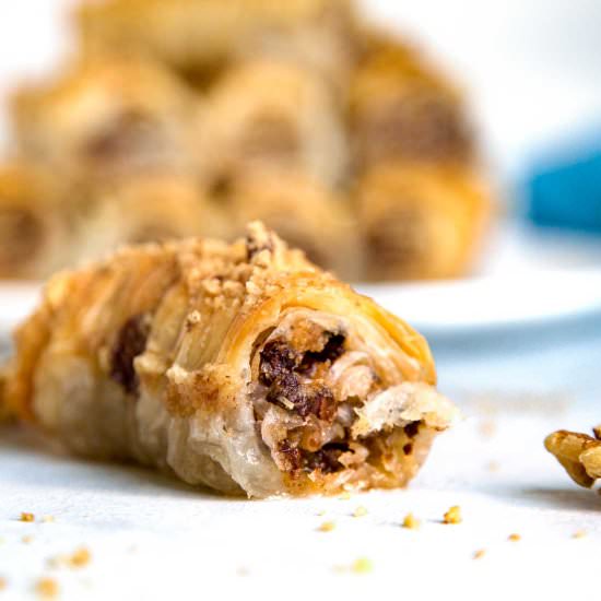 Chocolate Walnut Rolled Baklava