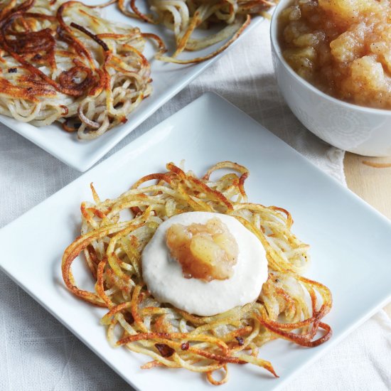 Vegan Spiralized Potato Latkes