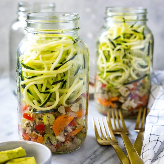 Spiralized Zucchini Chicken Noodle Soup