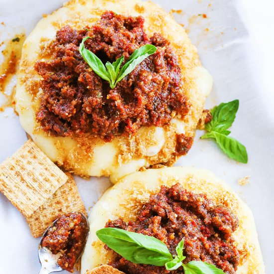 Pan-Fried Brie Sun-Dried Tomato Pesto