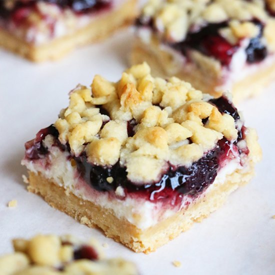 Blueberry Lemon Cream Crumble Bars