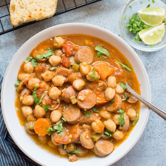 Slow Cooker Chickpea Sausage Stew