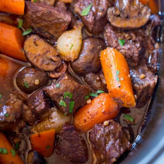 Slow Cooker Beef Bourguignon