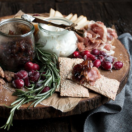 Cranberry-Themed Holiday Platter