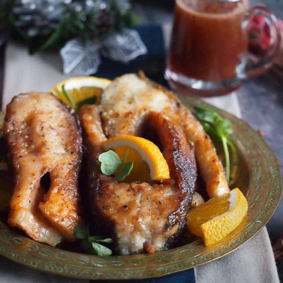 Carp with honey orange sauce