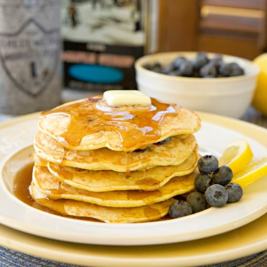 Lemon Blueberry Cornmeal Pancakes