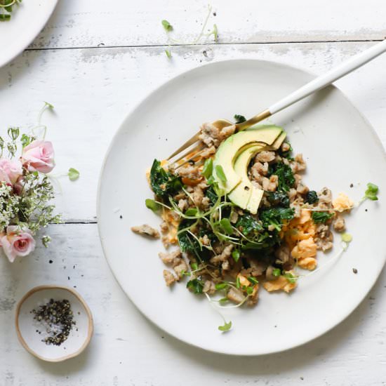 Eggs with Kale and Sausage Crumb