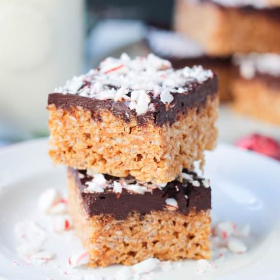 Chocolate Peppermint Crispy Bars