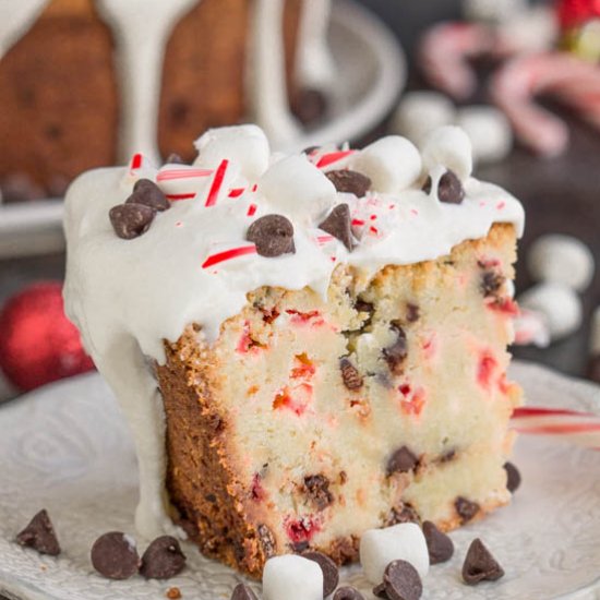 Candy Cane Chocolate Chip Pound Cake