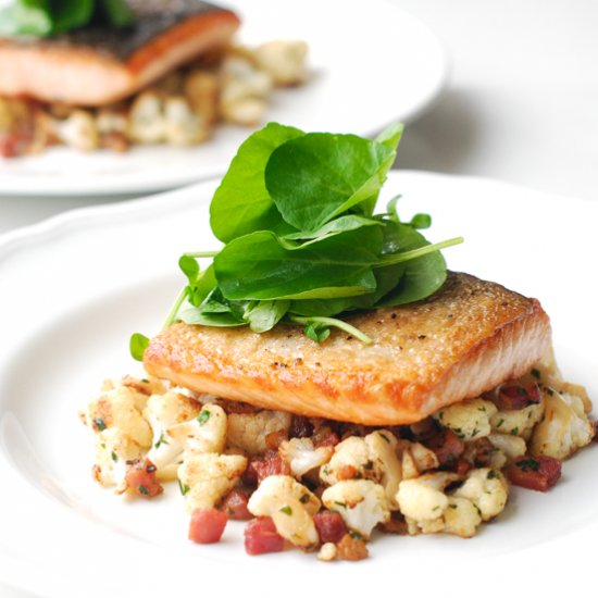 Salmon, Cauliflower and Pancetta