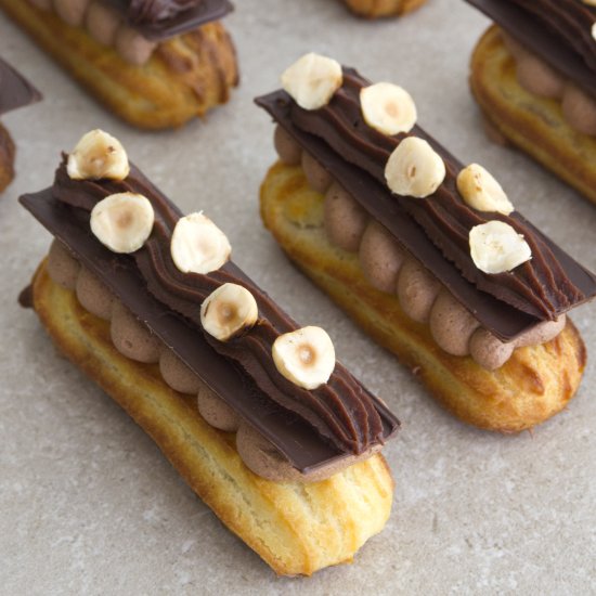 Chocolate and Hazelnut Eclairs