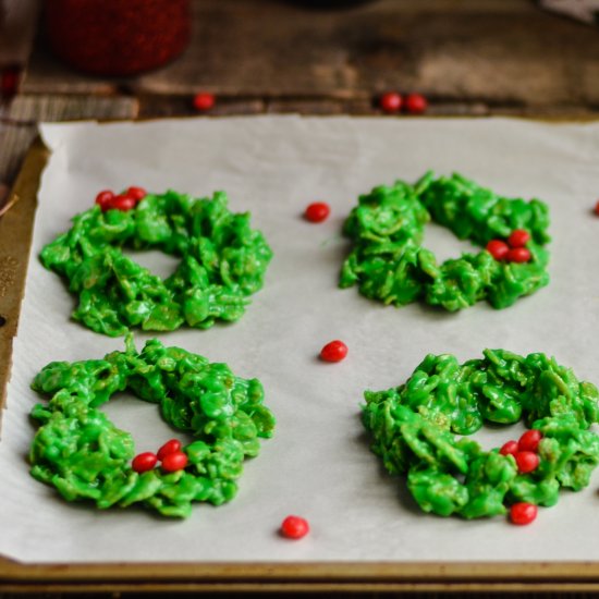 No Bake Christmas Wreath Cookies