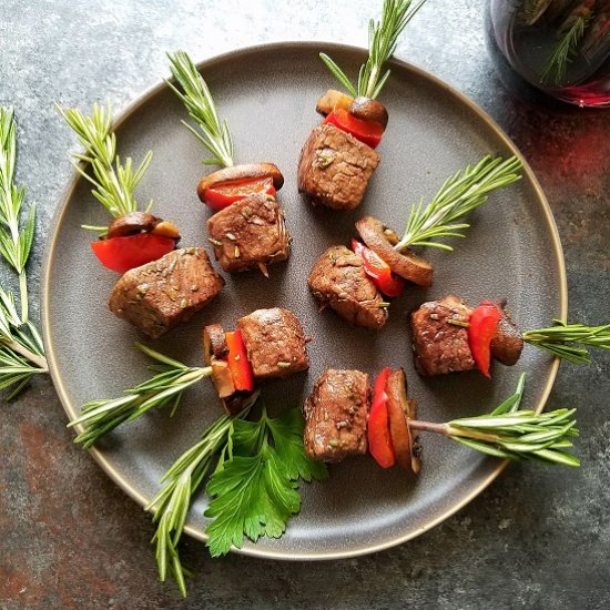 Filet Mignon Rosemary Skewers