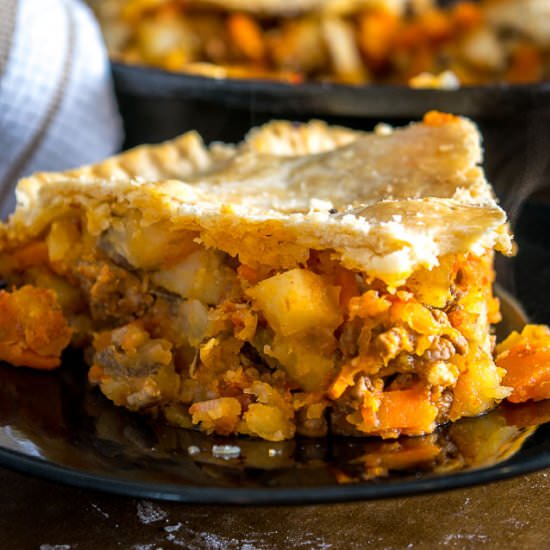 Beef Picadillo Skillet Pot Pie