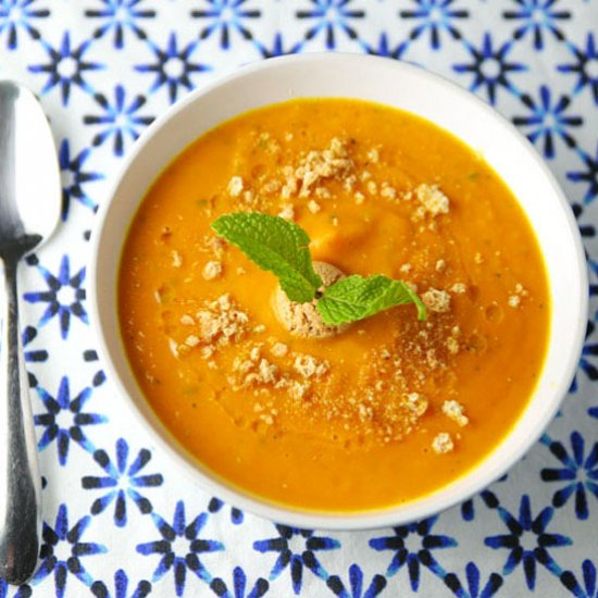 Velvety Carrot Ginger and Mint Soup