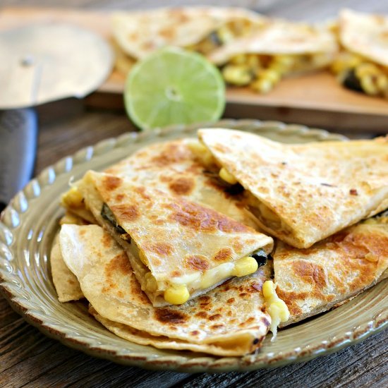 Roasted Poblano Corn Quesadillas