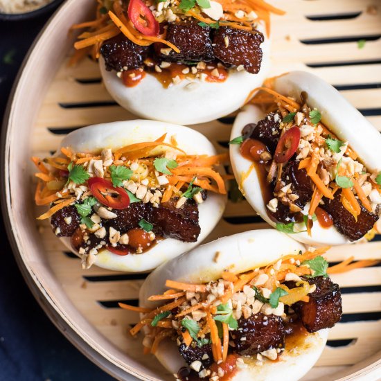 GUA BAO WITH GLAZED PORK BELLY