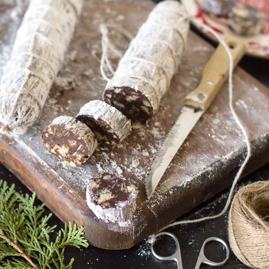 No-Bake Eggless Chocolate Salami