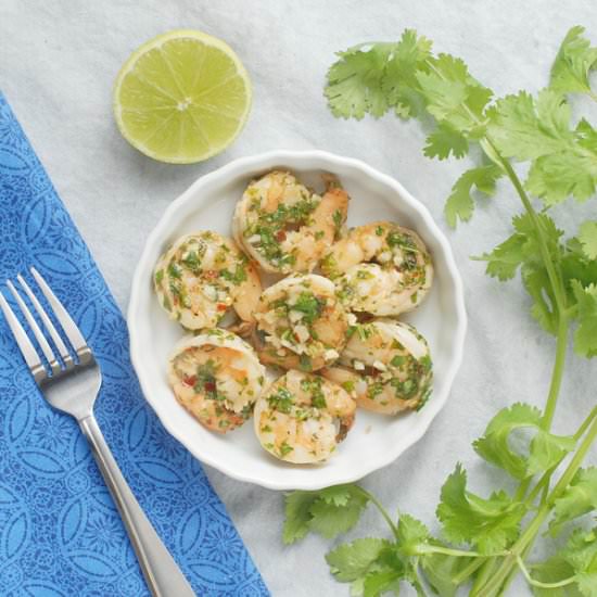 Quick Cilantro Garlic Seared Shrimp