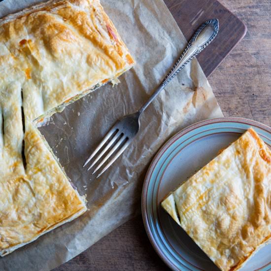 Hummus and Roasted Vegetable Pie