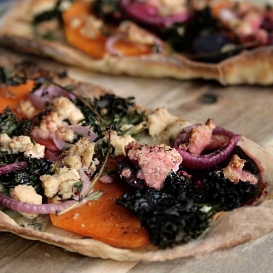 Pizza Boats with Pumpkin and Kale