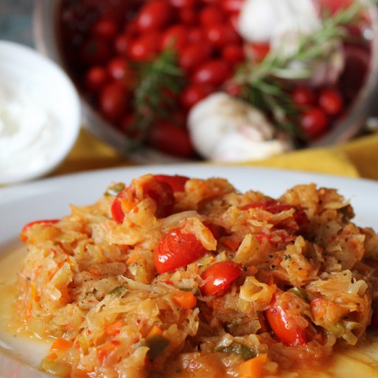 Cabbage with Peppers & Cherry Tomato