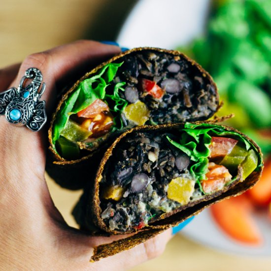 Vegan Wild Rice Black Bean Burrito