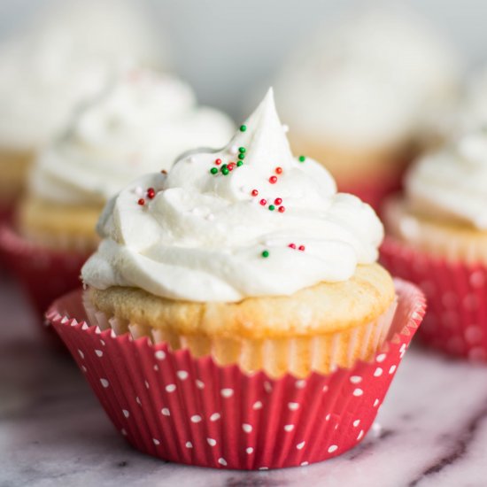 Rum Cupcakes with Eggnog Frosting