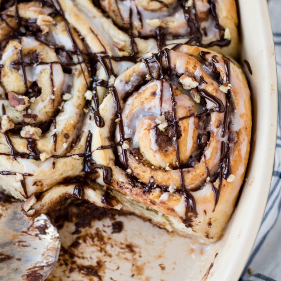 Chocolate Pecan Cinnamon Rolls