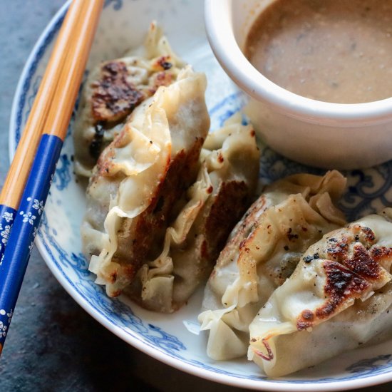 Tahini Mushroom Dumplings